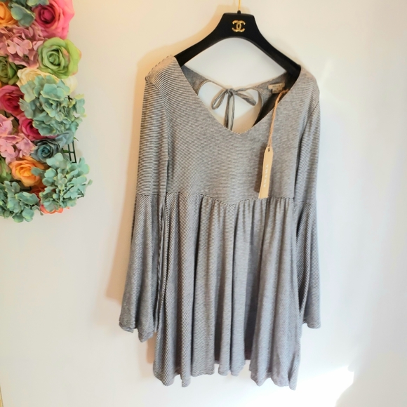 New Anthropologie x ANAMA gray 100% Cotton Swing Slip Tunic Mini Dress Swing - Picture 4 of 12